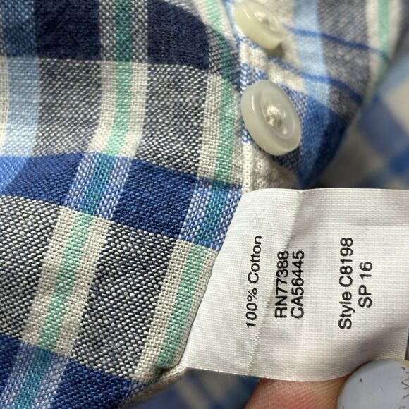 J.Crew  Shirt Mens Large Slim Fit Homespun Cotton‎ Blue Paid Button Down - Picture 5 of 8